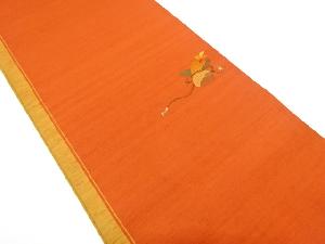 作家物　手織り紬　巾着に花模様織り出し袋帯